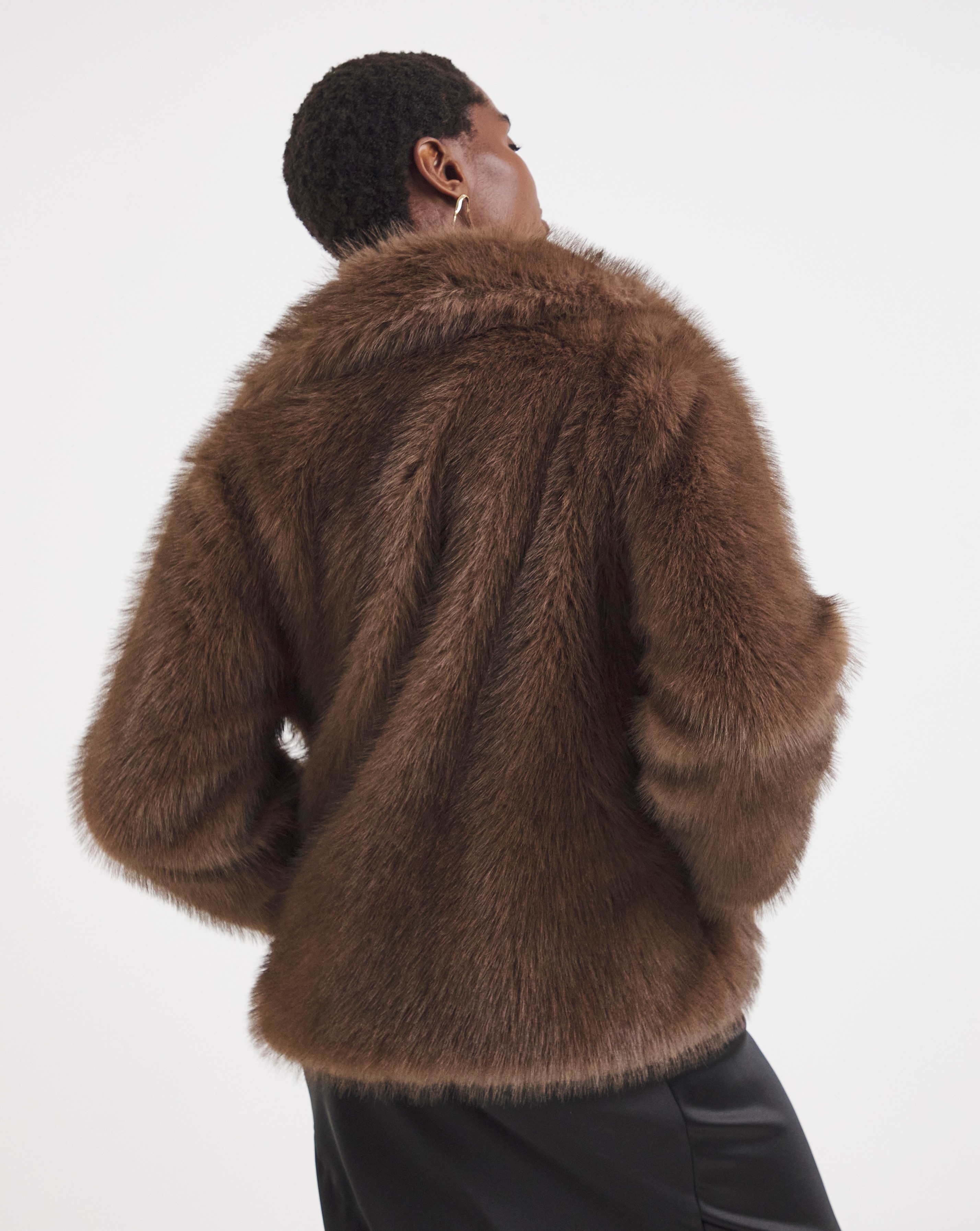 Brown Tipped Faux Fur Jacket | Fashion World