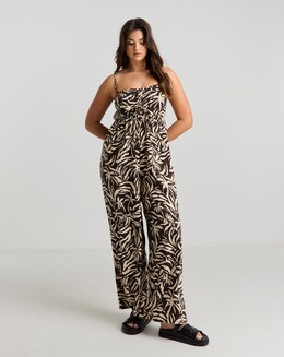 Palm Print Beach Jumpsuit
