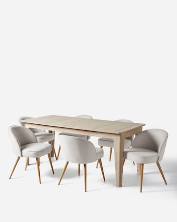 Charlotte Dining Table with 6 Emilie Fabric Chairs