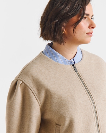 Simply Be Neutral Bubble Hem Round Collar Jacket