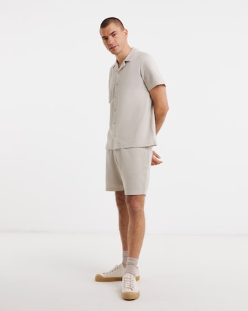 Textured Jersey Co-Ord Shirt- Stone