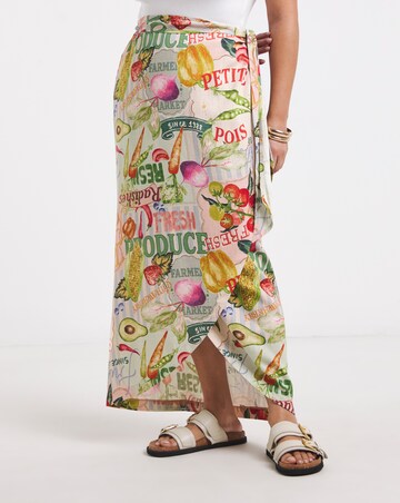Simply Be Postcard Print Linen Wrap Skirt