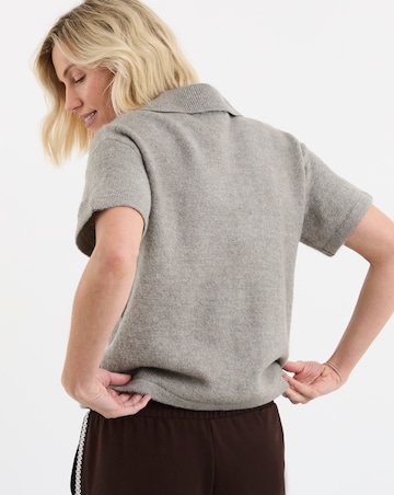 Grey Short Sleeve Polo Jumper