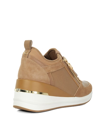 Dune Eiline Lace Up Wedge Leather Trainer Standard Fit