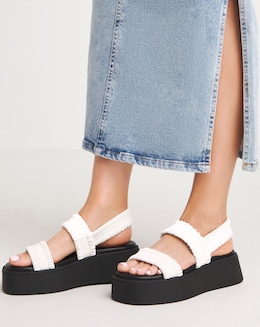Simply Be Pixie Ruched Strapped Flatform Sandals - Extra Wide Fit (EEE)