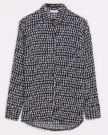 Mono Print Dipped Back Viscose Shirt