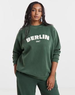 Forest Green &amp; Ecru Berlin Boucle Sweatshirt