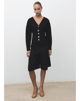 Mango Black Jacket With Interest Button Detail