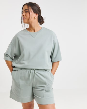 Simply Be Sage Jogger Shorts with Rib Detail