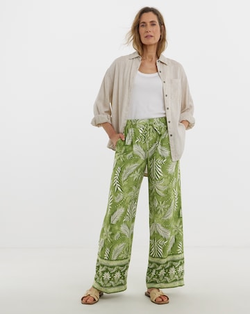 Linen Mix Wide Leg Trousers