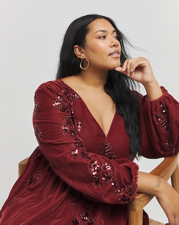 Maya Crushed Velvet Embellished Dress