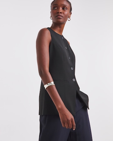 Black Longline Tailored Waistcoat