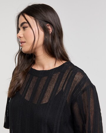 Native Youth Stripe Crochet Peplum Dress