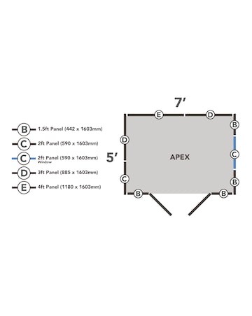 4LIFE Apex Shed 7x5 - Double Door - 2 Window (Home Delivery)