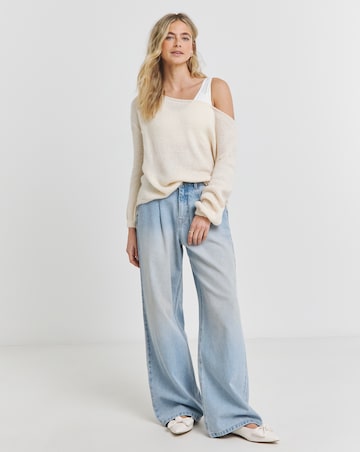 Cream Slouchy Slash Neck Jumper