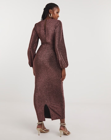 Joanna Hope Copper Glitter Twist Front Jersey Maxi Dress