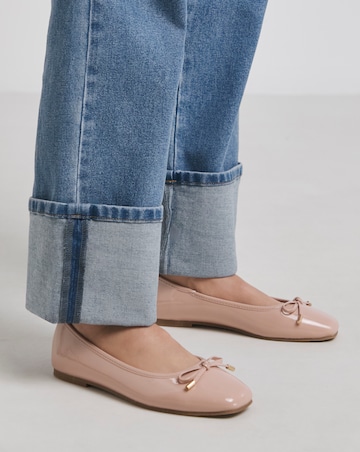 Evar Square Toe Ballerina Shoes - Wide Fit (E)