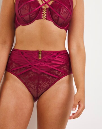 Figleaves Audrey Strapping & Embroidery High Waist High Leg Brief