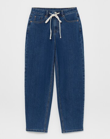 Mid Wash Tie Front Barrel Leg Jeans