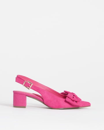 Gianna Low Block Heel Slingback With Bow - Wide Fit (E)