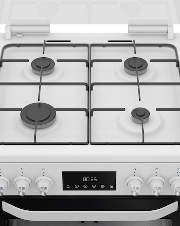 Hotpoint HDG6GDCW 60cm Gas Double Cooker with Glass Lid - White + Installation
