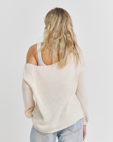Cream Slouchy Slash Neck Jumper