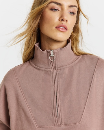 1/4 Zip Sweatshirt with Rib Panel
