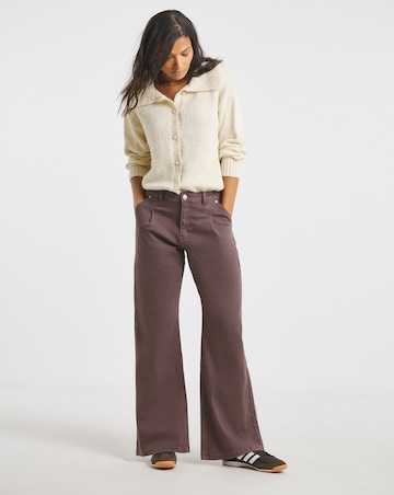 Simply Be Chocolate Pleat Wide Leg Jeans