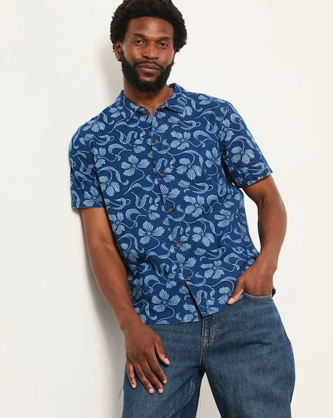 FatFace Hibiscus Print Shirt - Indigo