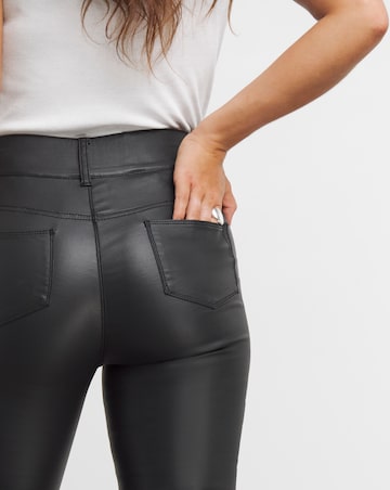 Black Coated Pull On Skinny Jeggings