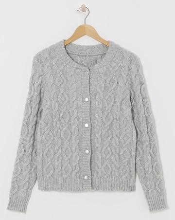Grey Cable Knitted Bomber