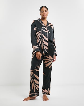 Figleaves Stretch Satin Button Through Pyjama Set