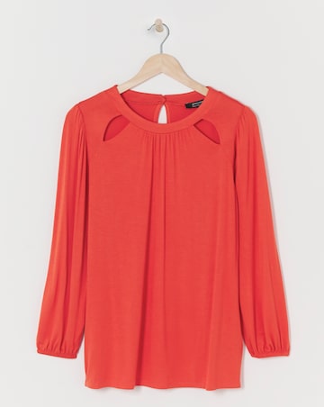 Keyhole Cut Out Raglan Sleeve Top