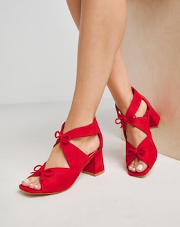 Dali Double Bow Block Heel Shoe Boots - Wide Fit (E)