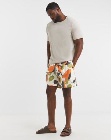 Jack & Jones Maui Print Swim Shorts - Orange/White