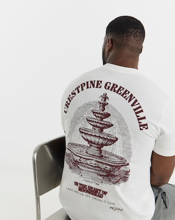Jack & Jones Greenville Fountain Back Graphic T-Shirt - White