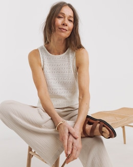 Pure Cotton Cream Crochet Vest