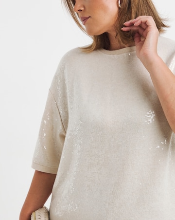 Cream Soft Touch Sequin Top