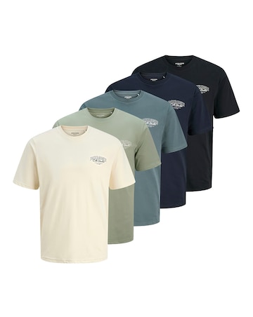 Jack & Jones Makoto Logo T-Shirt 5 Pack - Multi