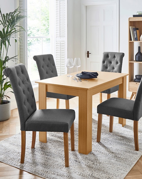 Dakota 4 Seater Dining Table with 4 Ava Button Back Chairs