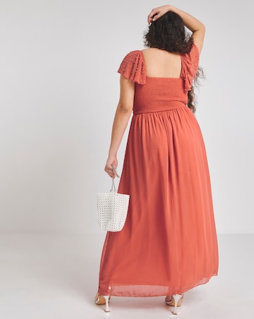 Little Mistress Frilled Sleeve Maxi Occasion Dress