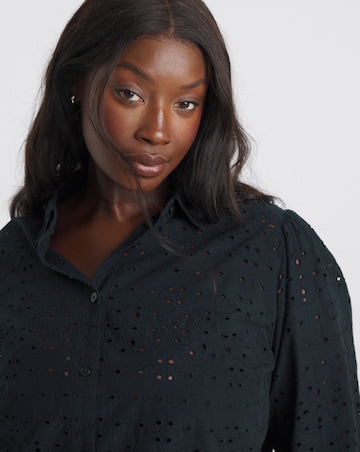 Simply Be Black Broderie Long Sleeve Shirt
