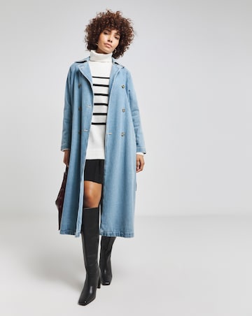 Mono Stripe Longline Roll Neck Jumper