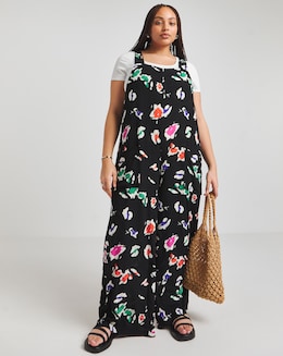 Simply Be Animal Print Crinkle Tie Strap Jumpsuit