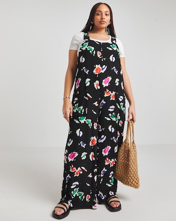 Simply Be Animal Print Crinkle Tie Strap Jumpsuit