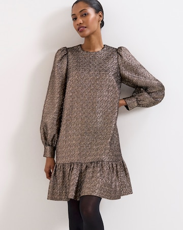 Phase Eight Frances Gold Jaquard Shift Dress