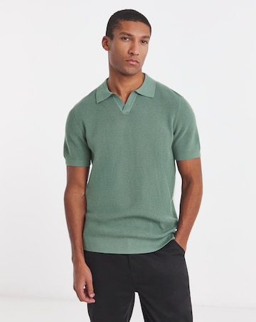 Open Neck Textured Polo