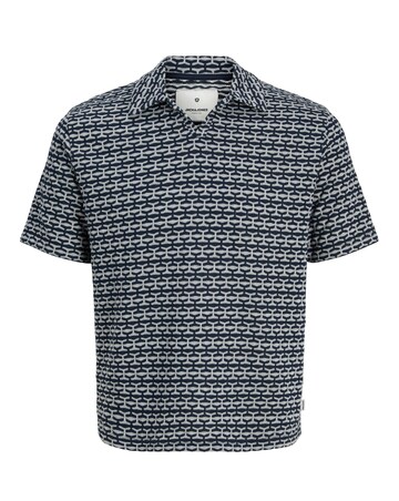Jack & Jones Eli Jacquard Knit Polo - Navy