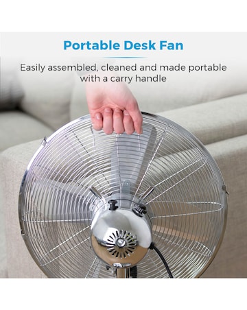 Tower 12 Silver Chrome Metal Desk Fan