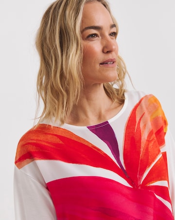 Floral Woven Front Jersey Back T-Shirt